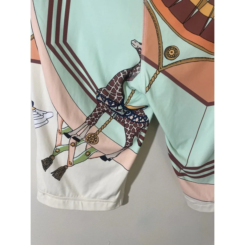 Tory Burch Rare Carousel Printed Silk Weightless Biker Shorts Large Animals NWT